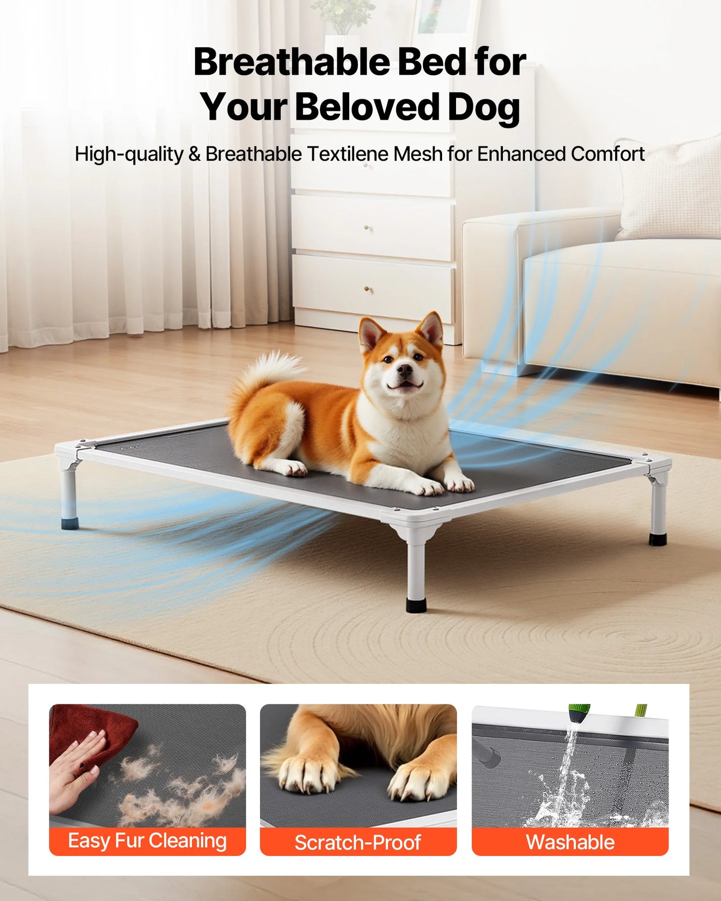 SucceBuy Elevated Dog Bed With Aluminum Frame For Dogs