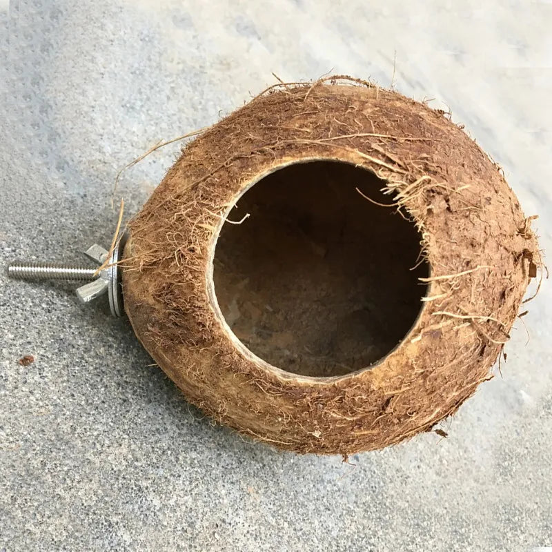 NONECN Natural Coconut Shell Bird Nest Hideaway For Parrots