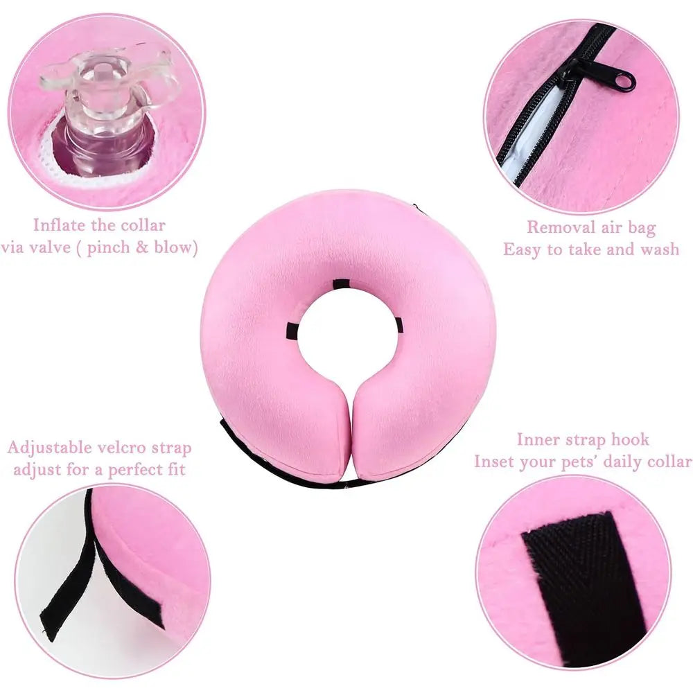 Inflatable Donut Recovery E-Collar, Adjustable for Small Medium Large Dogs and Cats