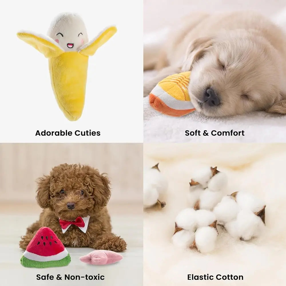 Squeaky Plush Dog Toys 12 Pack With Carrying Bag for All Breeds