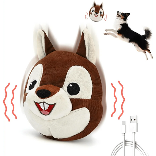 XMSJ Talking Squirrel Dog Toy Auto Bounce With Sound Rechargeable