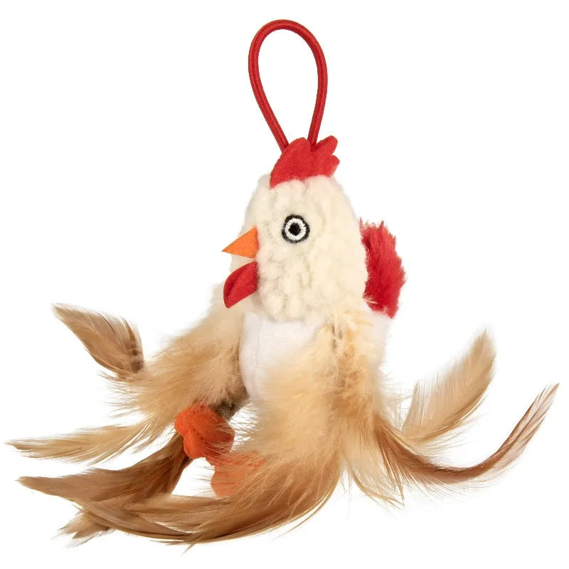 Interactive Elastic Launcher Cat Toy With Chicken Sound And Catnip
