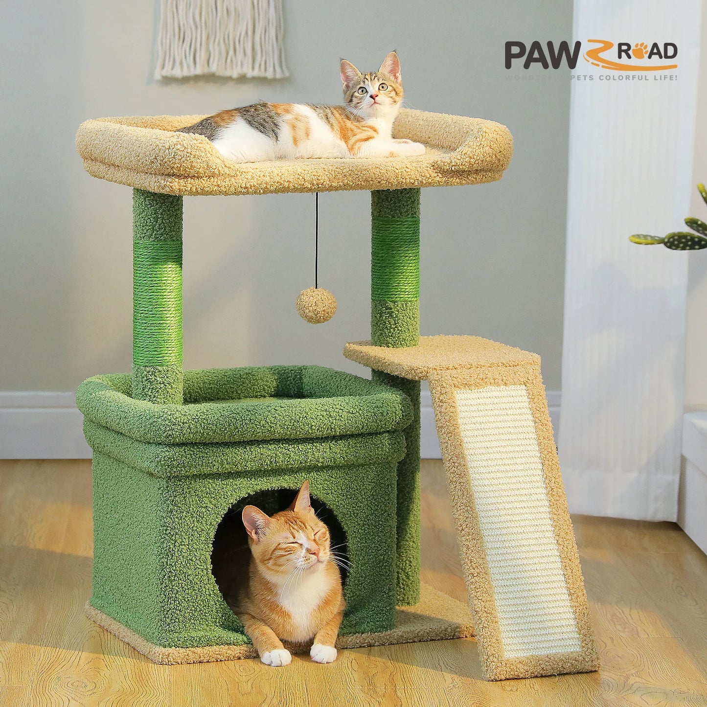 PAWZ Road Three-Tier Indoor Cat Tree with Sisal Scratching Post