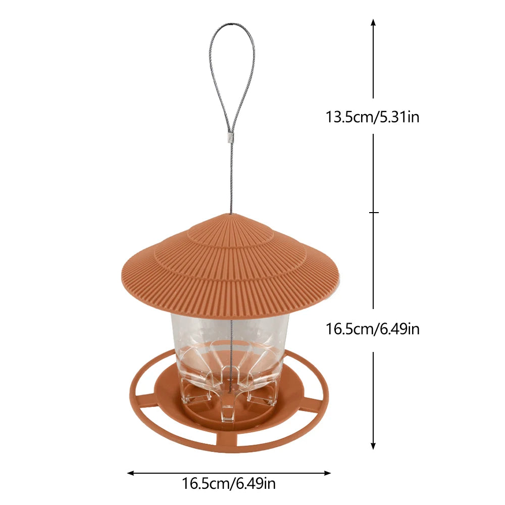 Garden Hanging Bird Feeder With Terrace Roof And Rope Hook