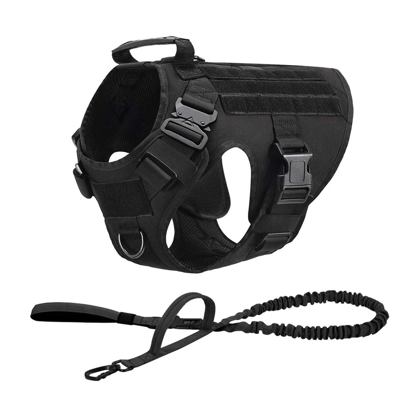 Tactical Nylon Dog Harness Collar Leash Set Training Vest