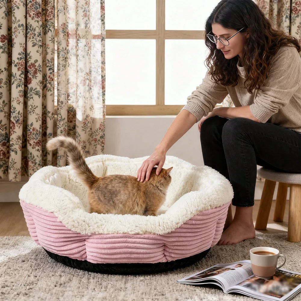 XMSJ Thickened Plush Cat Dog Bed Machine Washable Cushion