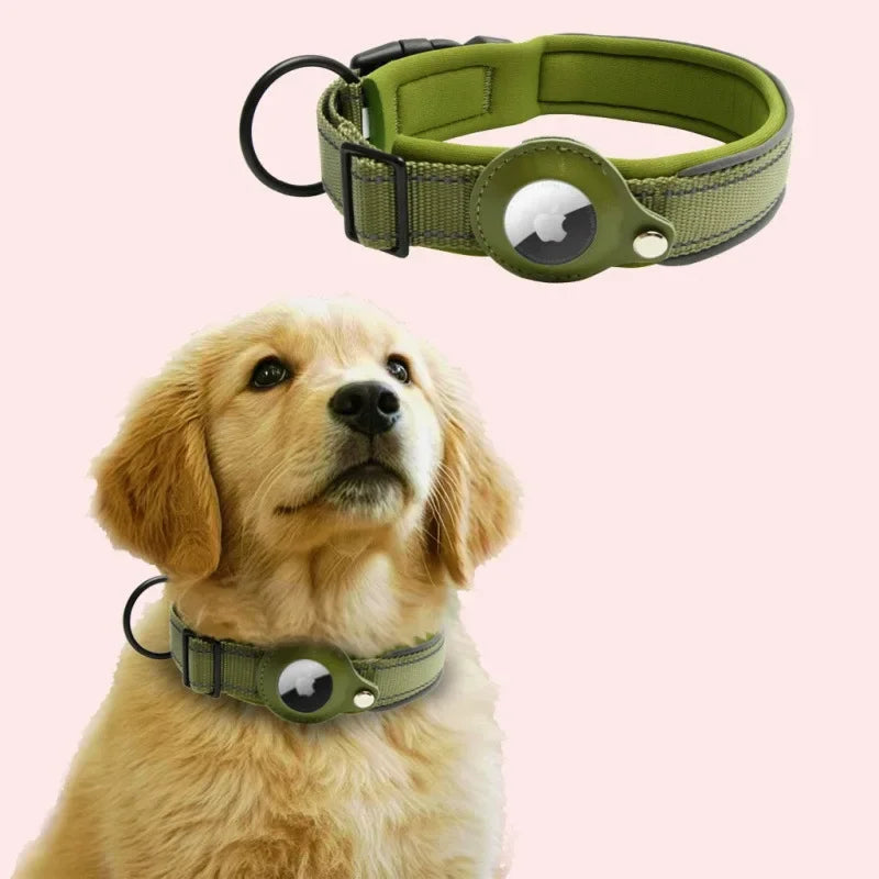 NONECN AirTag Dog Collar Reflective Padded Adjustable