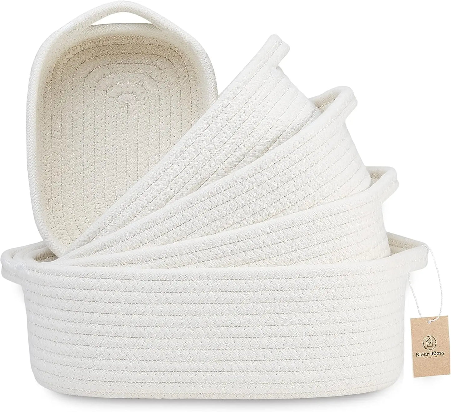 NONECN Natural Cotton Rope Basket Set for Nursery Organization