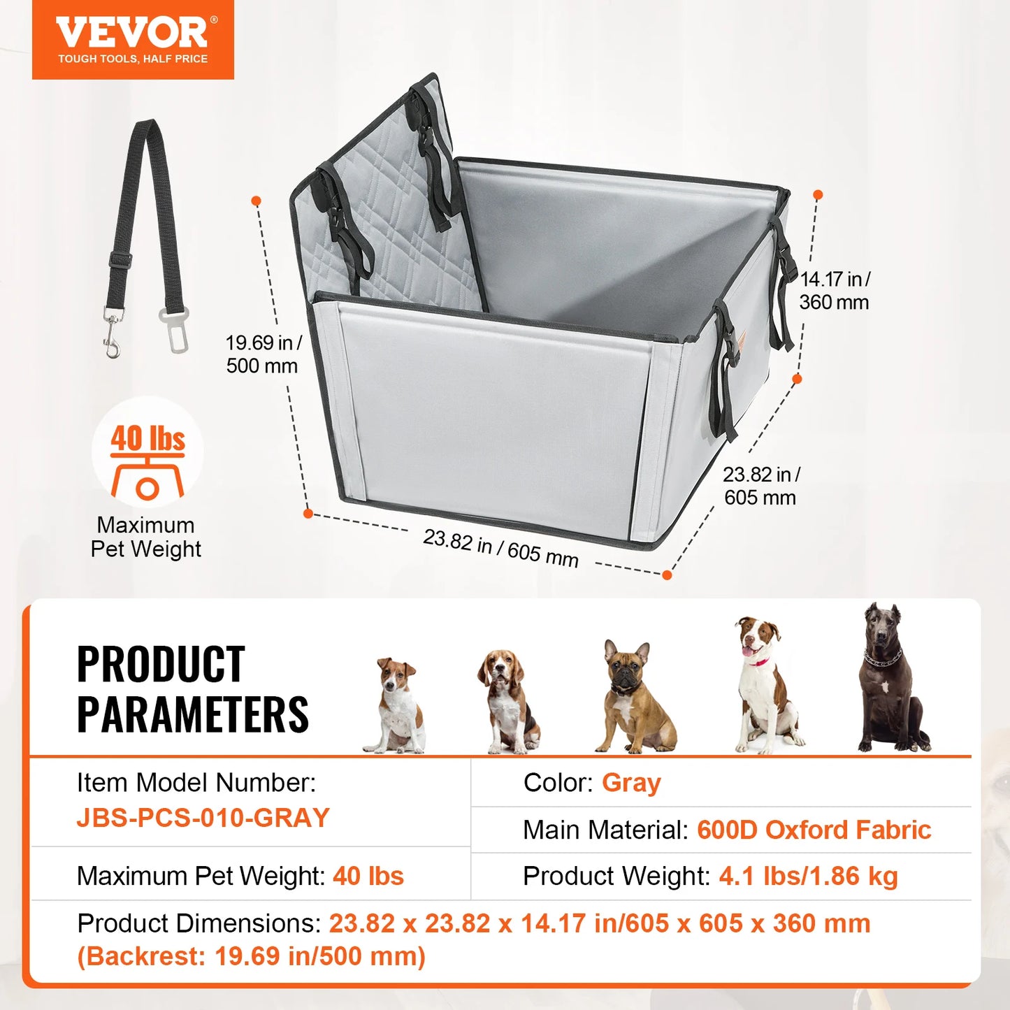 SucceBuy Waterproof Dog Car Seat Booster With Leash