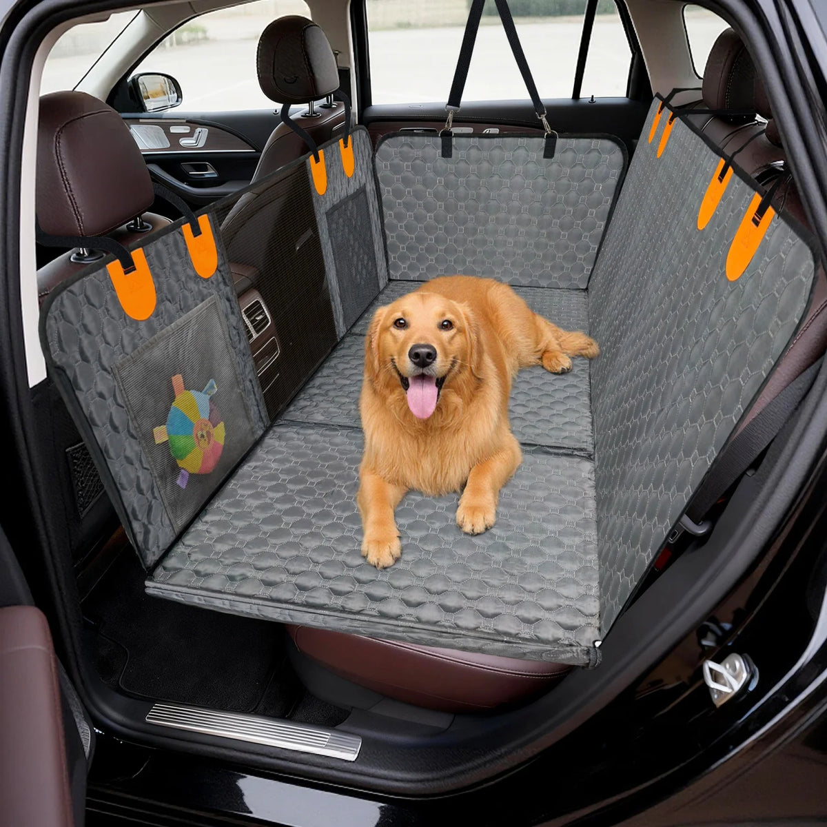 Bingopaw Waterproof Dog Car Seat Cover With Storage Pockets