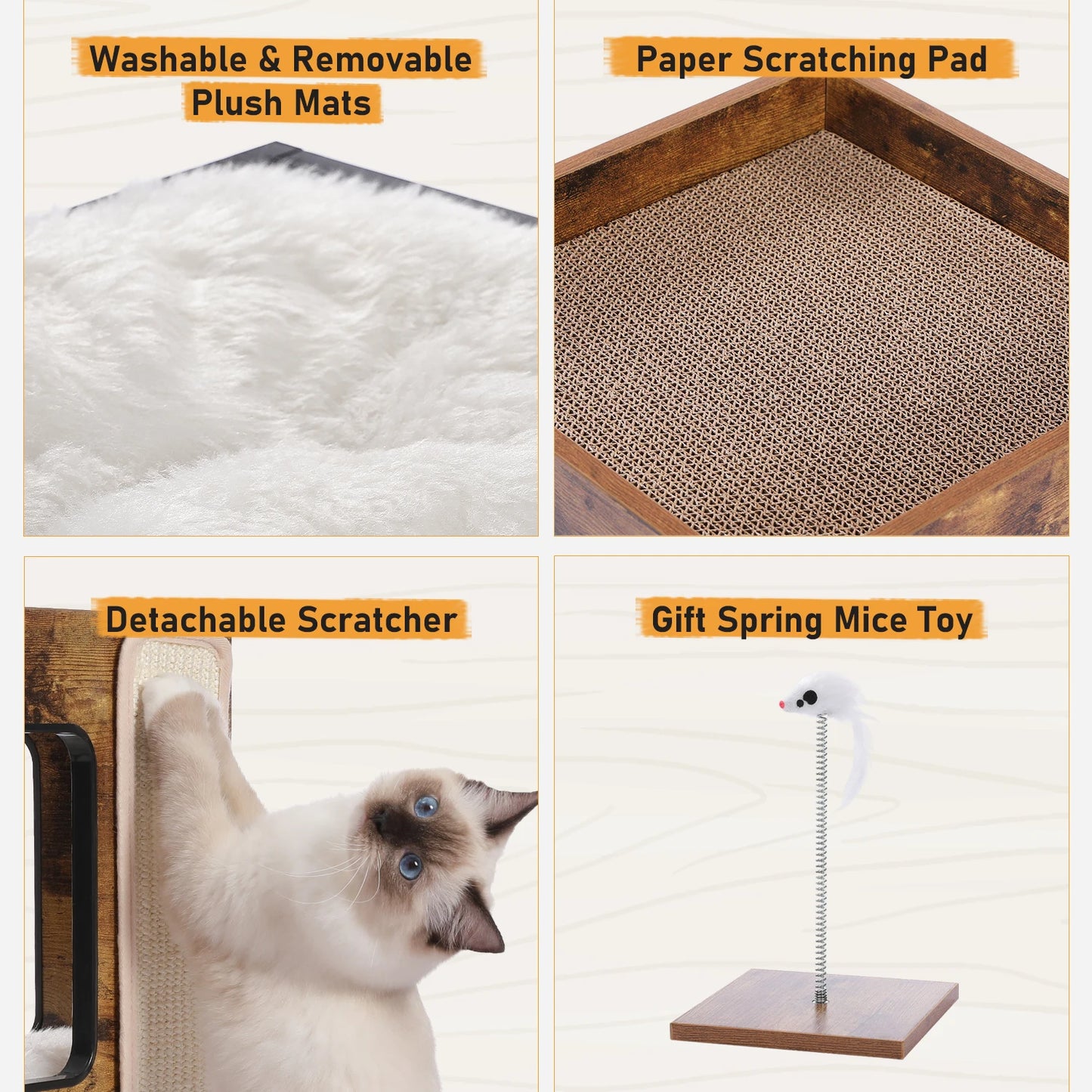 PAWZ Road Wood Cat Condo House With Removable Mats