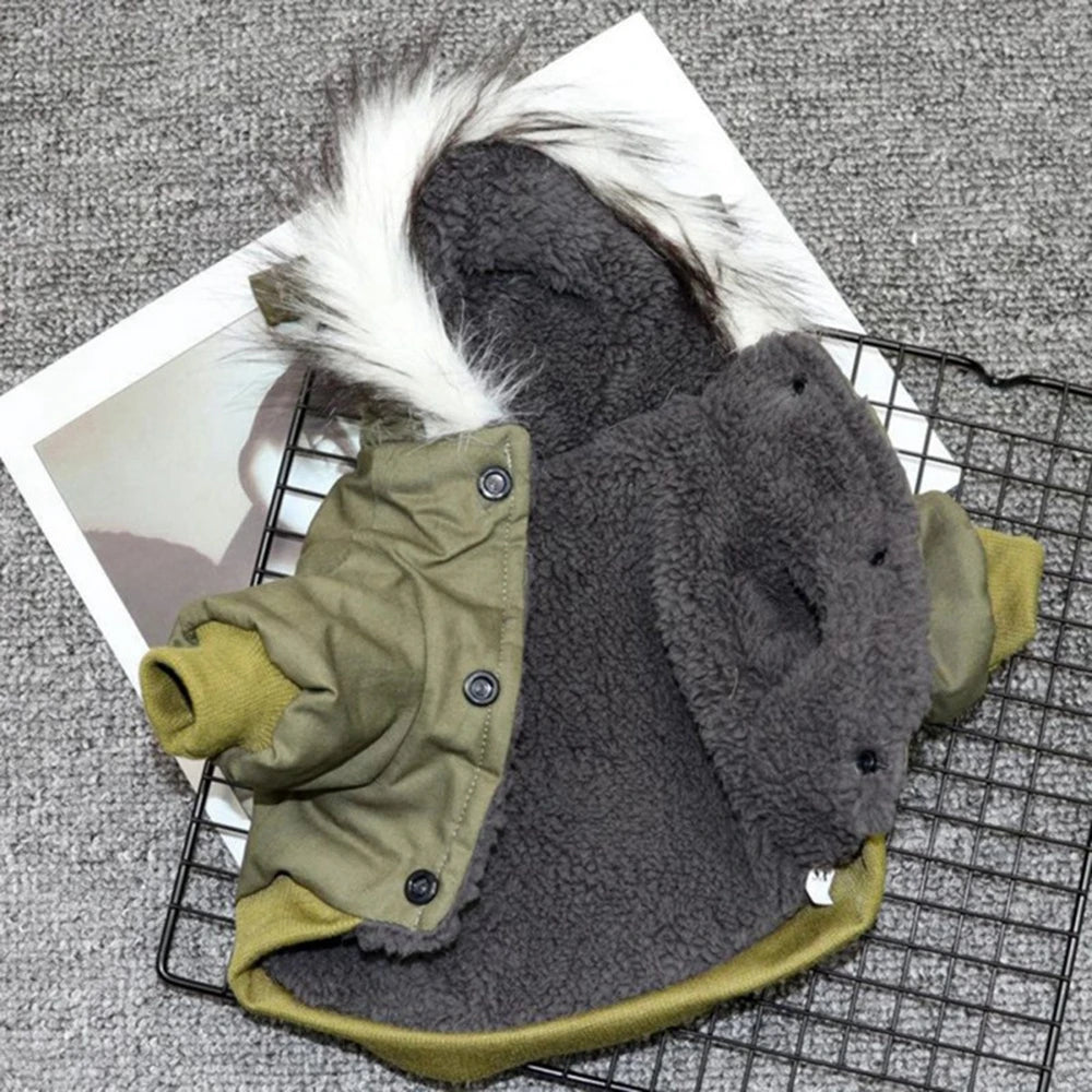 Dog Jacket With Harness Winter Windproof Coat Hoodie Vest Outdoor