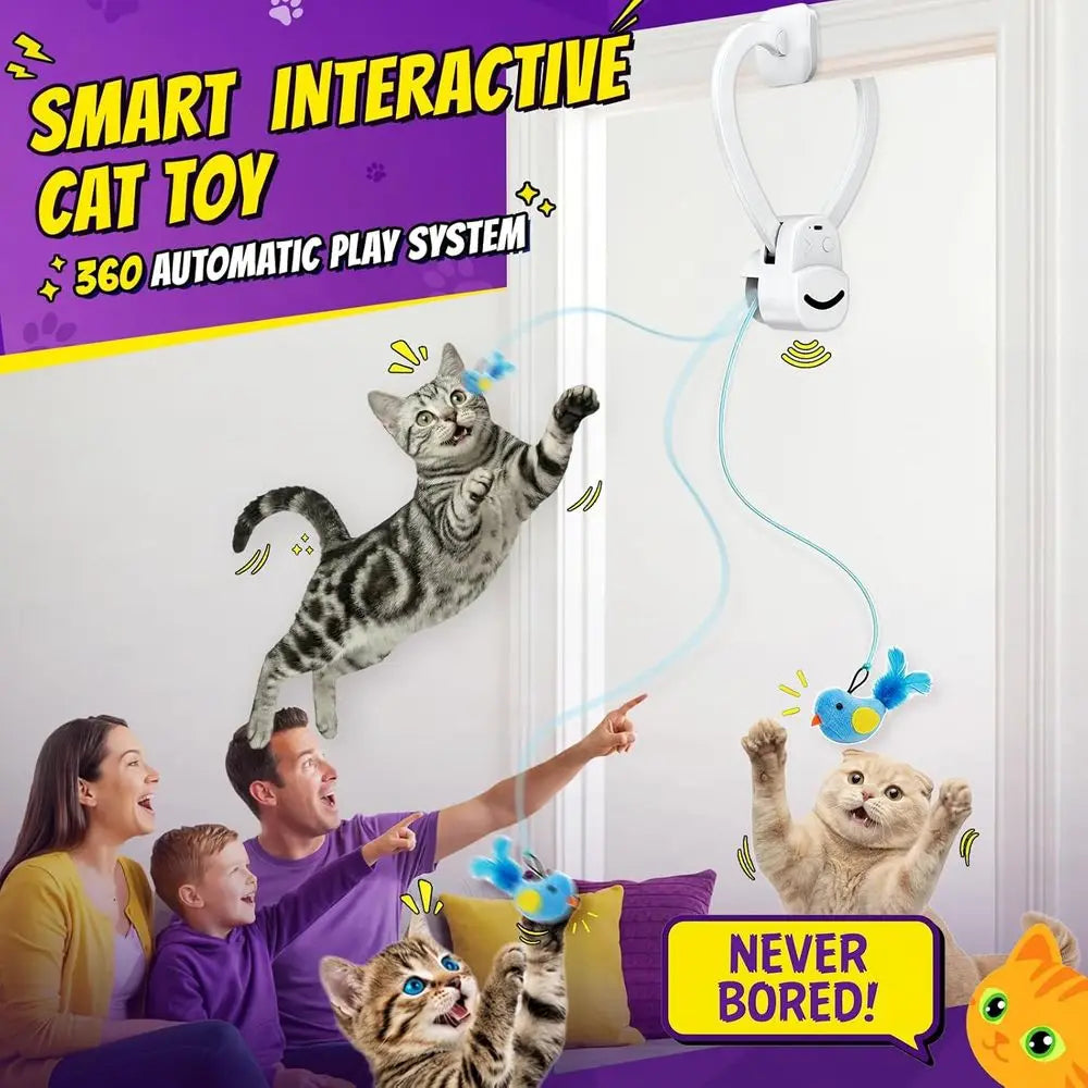 Indoor Cat Toy Wand Chase Bird Interactive USB Rechargeable