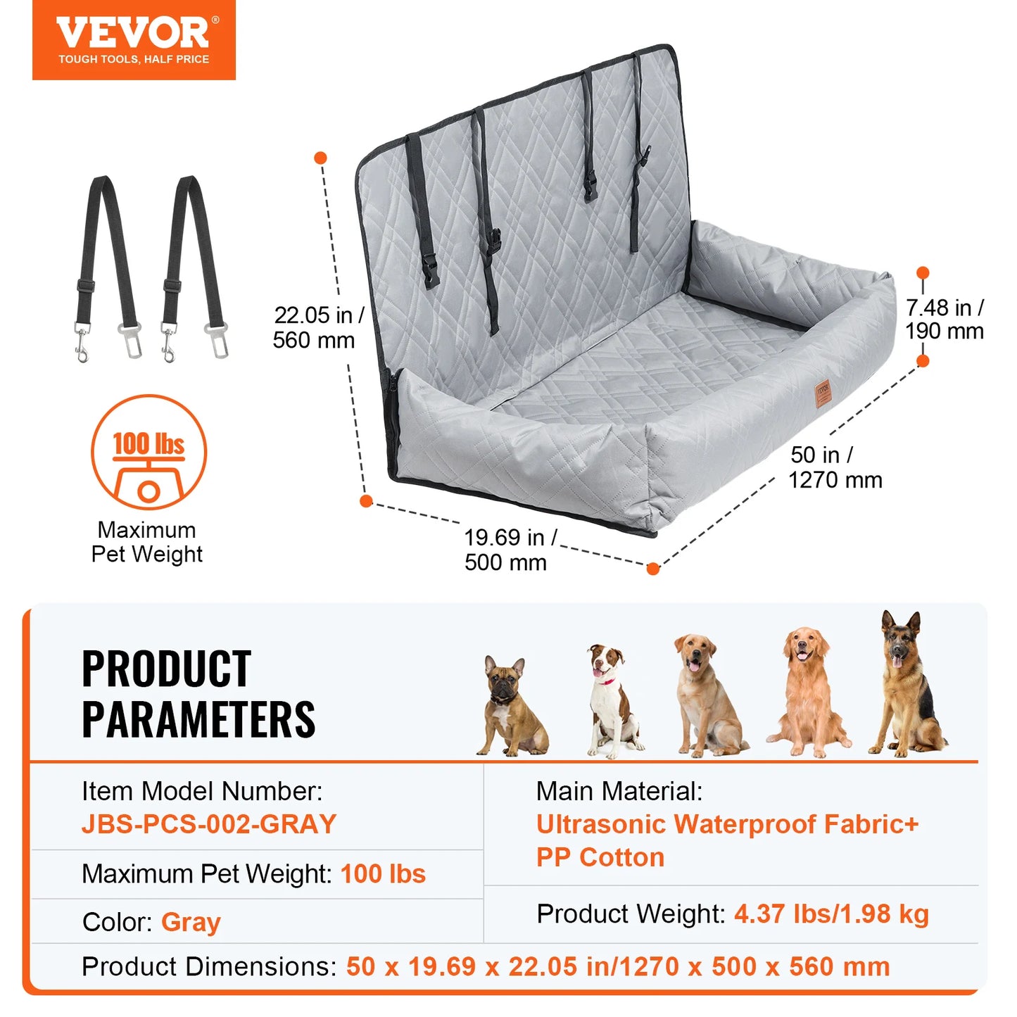 SucceBuy Waterproof Dog Car Seat Booster With Leash
