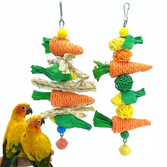 NONECN Parrot Chew Toy Handwoven Vine Ball Swing Cage