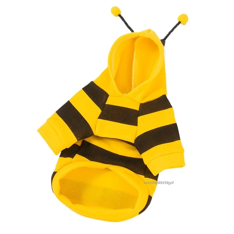 Bee Pet Puppy Coat Outfit Winter Warm Dog Hoodie Costume