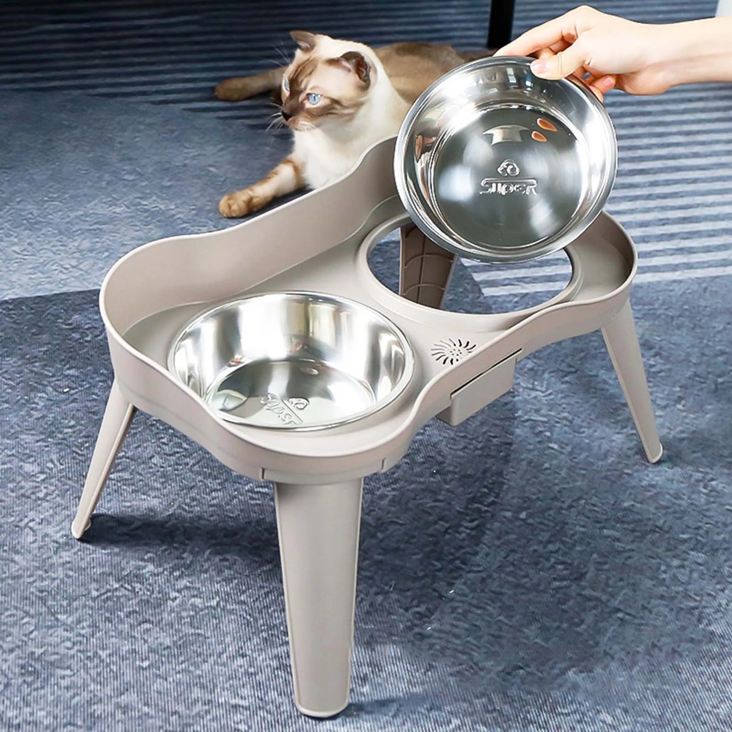Raised Elevated Dog Bowl Stainless Steel No Spill Non Slip