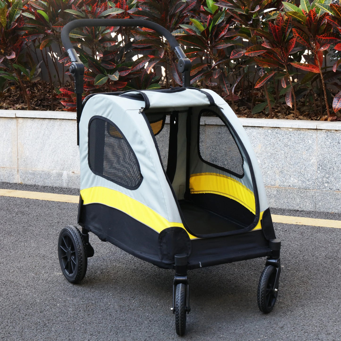 Portable Outdoor Dog And Cat Stroller Carrier With Adjustable Handle
