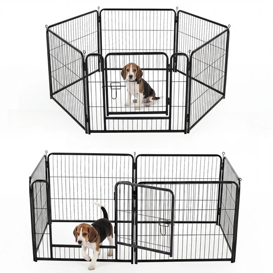 JHK 6 Panels Metal Dog Playpen Fence Foldable For Outdoor Yard