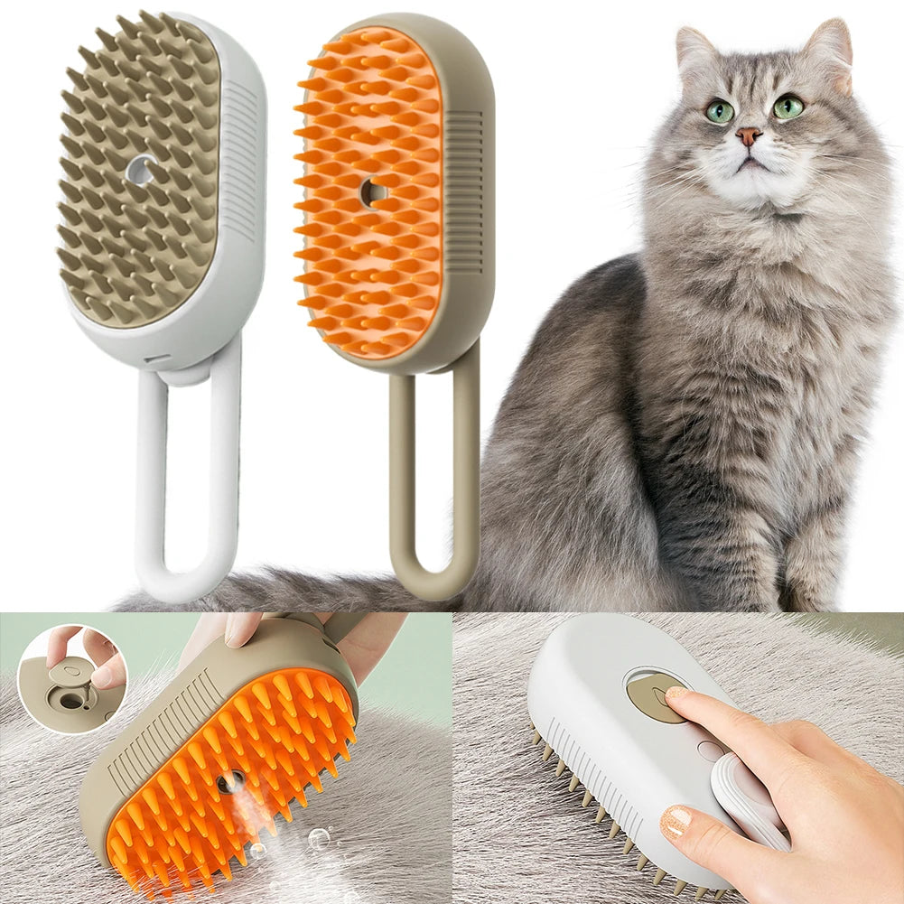 Electric Pet Steam Brush 3 In 1 Hair Removal Comb