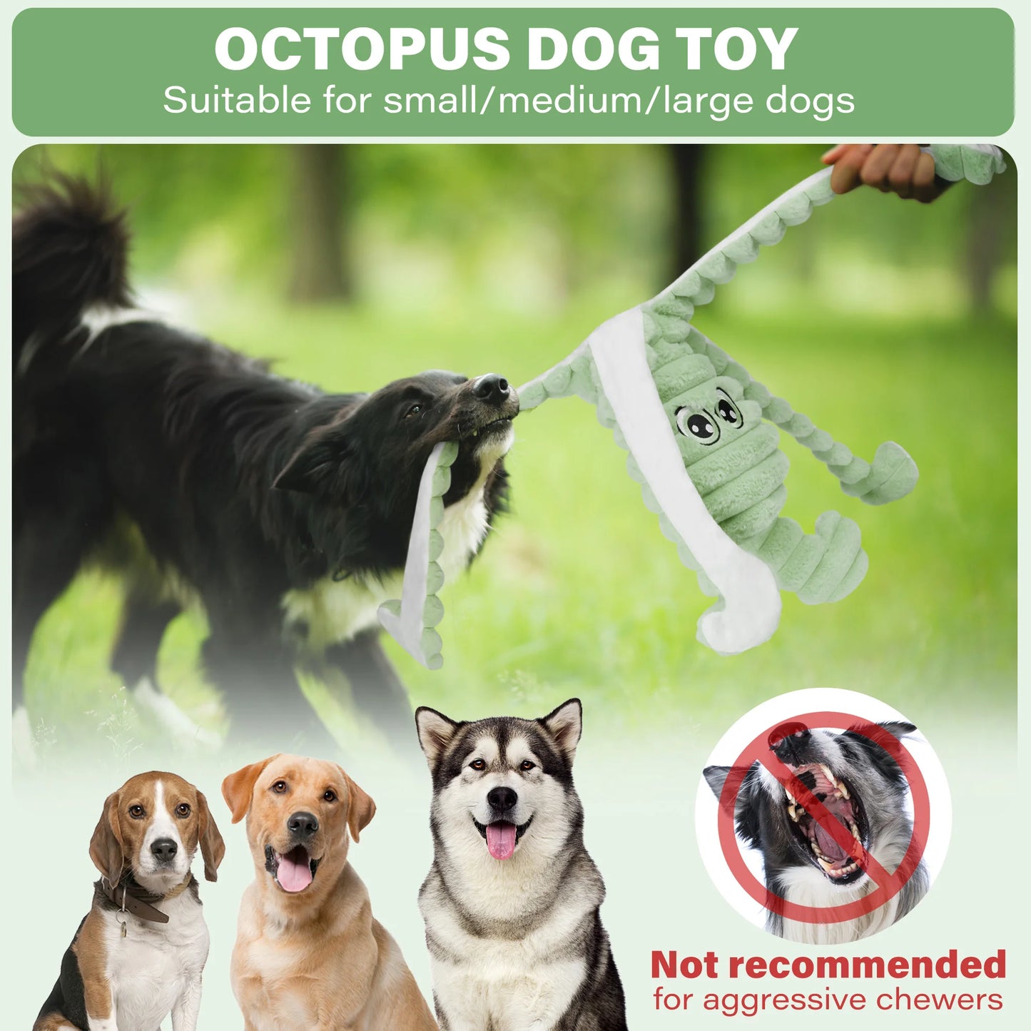 Octopus Design Plush Squeaky Dog Chew Toy for Dogs