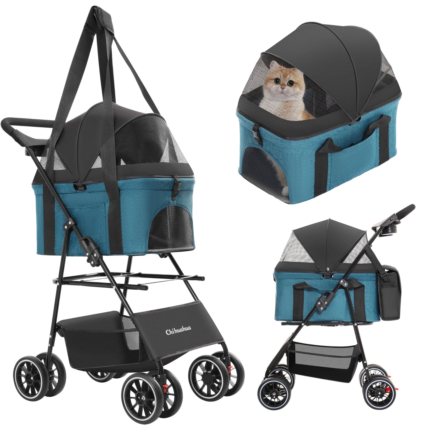 Chihuahua 3 in 1 Pet Stroller For Dogs Cats Foldable