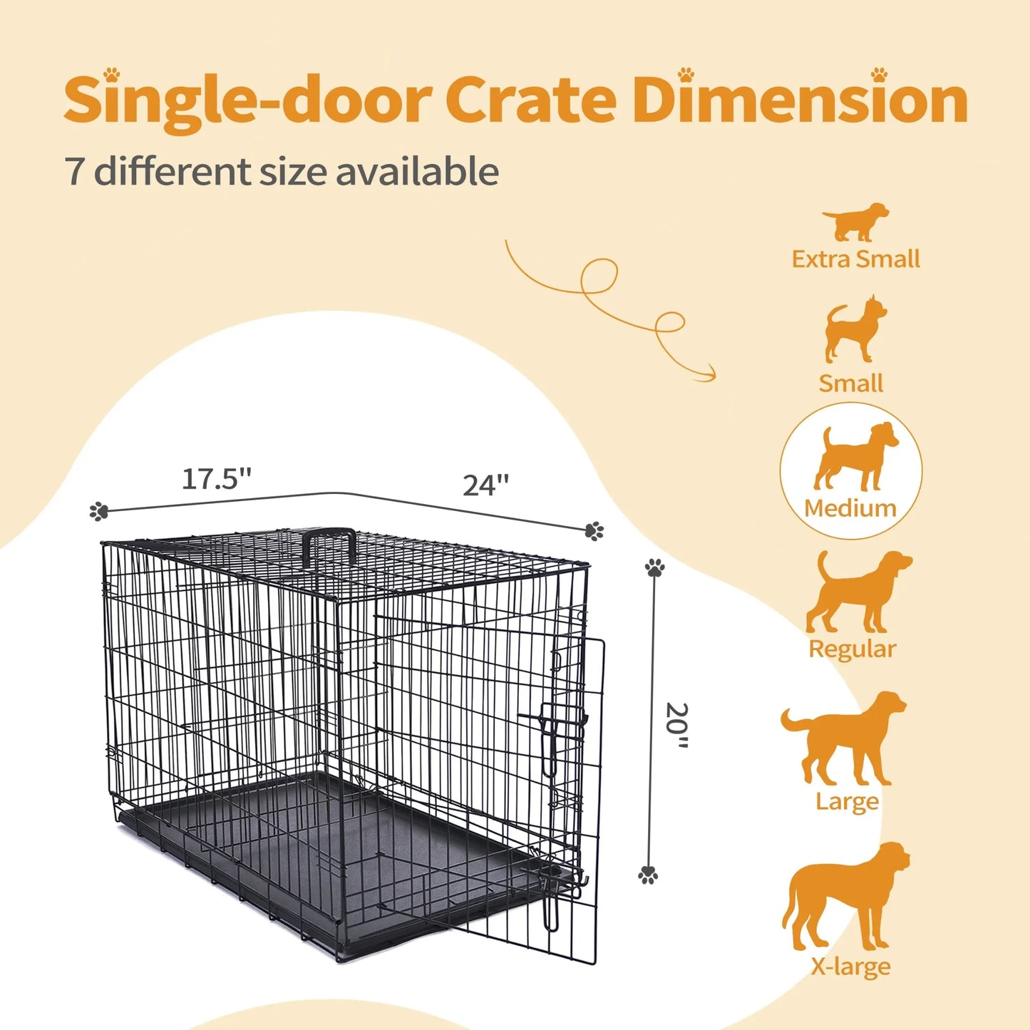 Foldable Metal Wire Dog Crate Kennel Portable Tray Divider