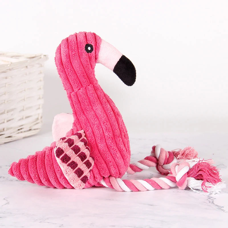 Plush Flamingo Squeaky Dog Chew Toy for Small Dogs