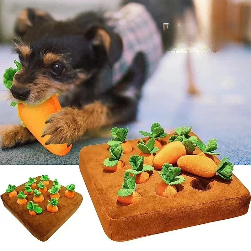 Dog Snuffle Mat Plush Carrot Toy Vegetable Field Interactive