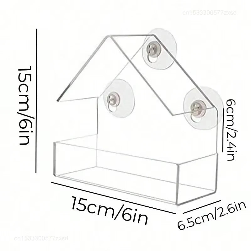 Acrylic Window Bird Feeder With Suction Cup For Backyard