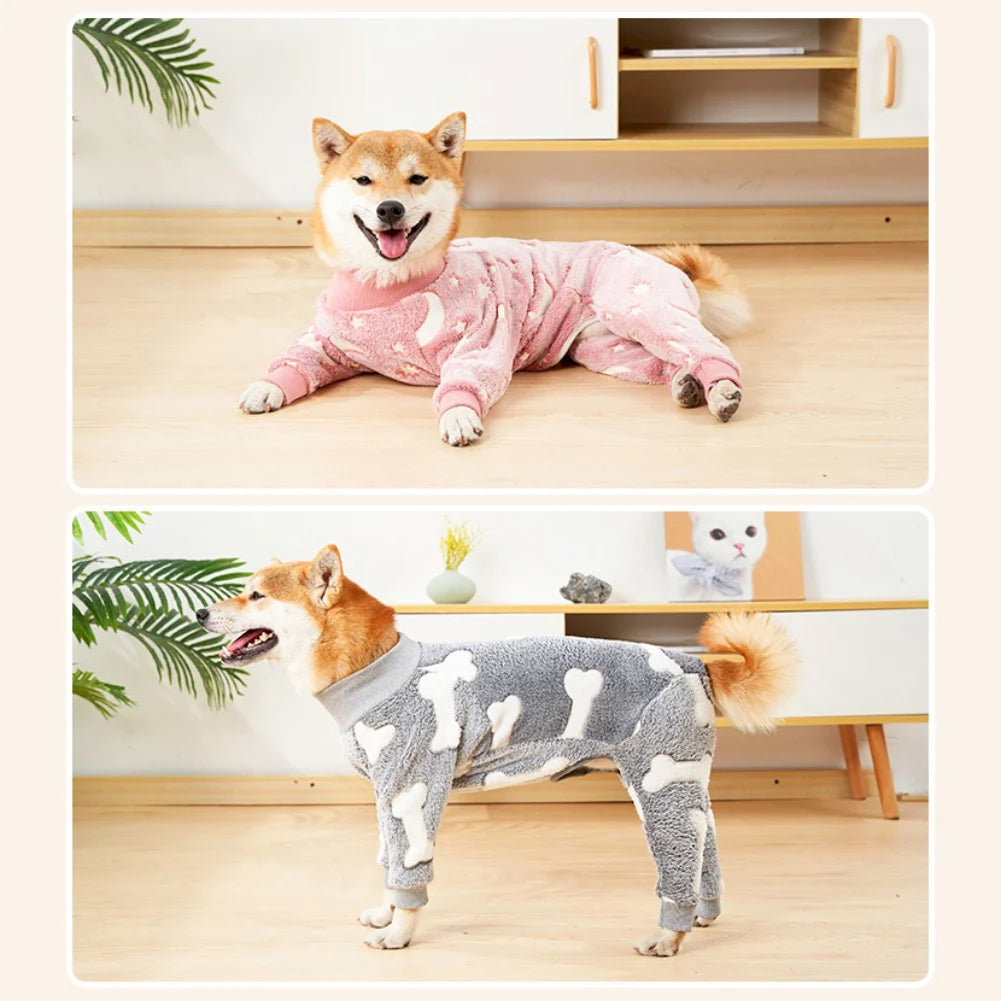 Winter Fleece Dog Jumpsuit For Pets Warm Cozy Overalls