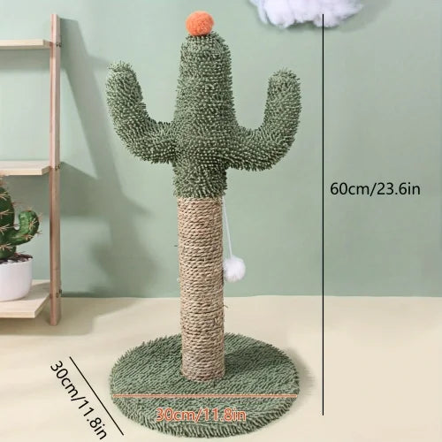 Durable Cactus Cat Scratcher With Hemp Rope And Top Ball
