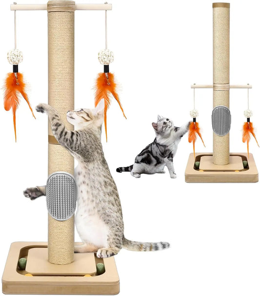 Compact Cat Tower With Three Tier Ball Track And Jute