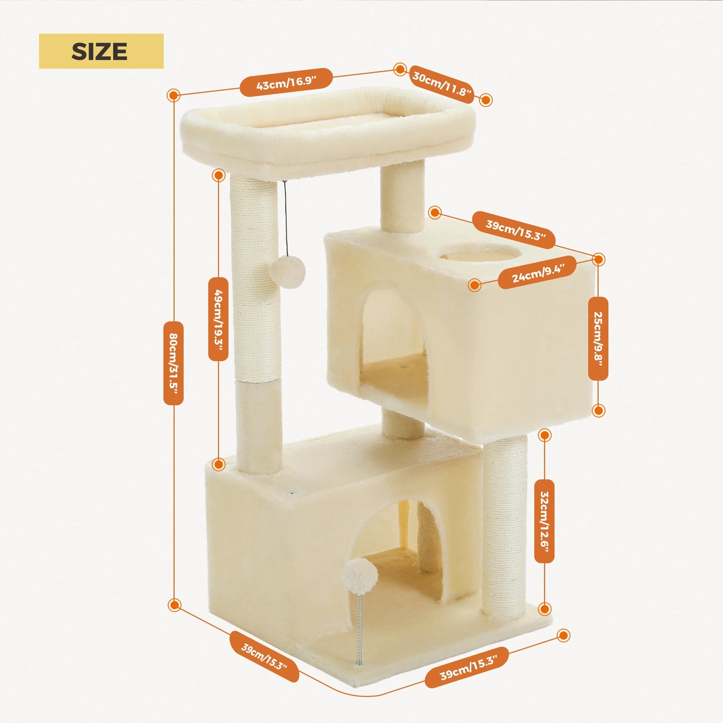 PAWZ Road Large Cat Tree Multi Level Tower With Condos