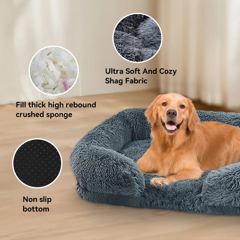 NONECN Thickened Orthopedic Dog Bed With Plush Cover