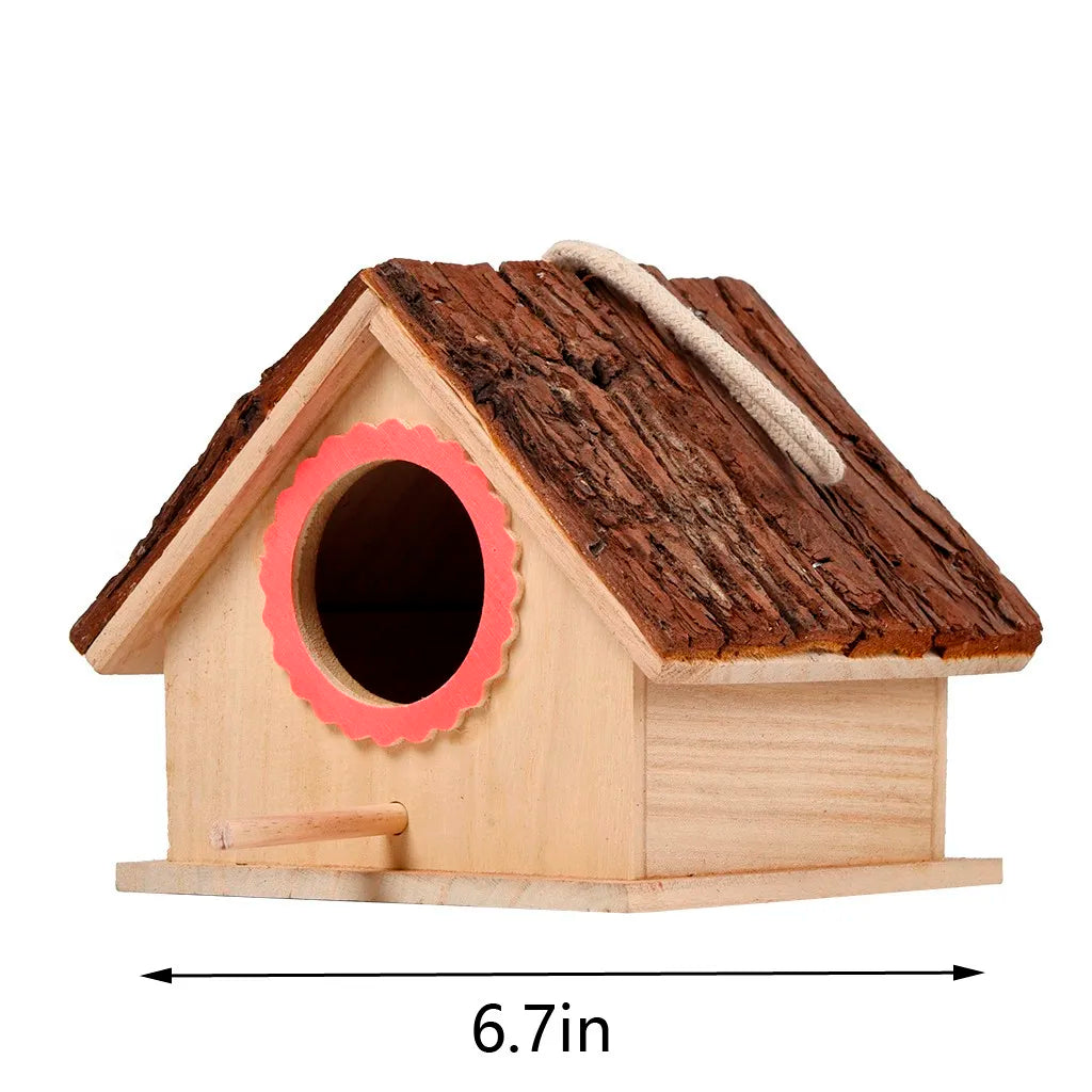 Wooden Bird House Nest Box For Outdoor Hanging Garden Decor