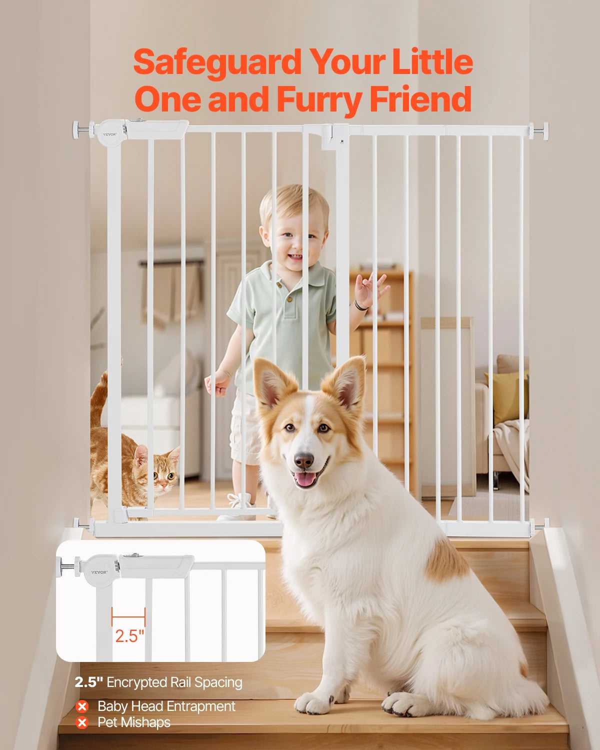 SucceBuy Easy Step Walk Thru Baby And Dog Gate With Pressure Mount