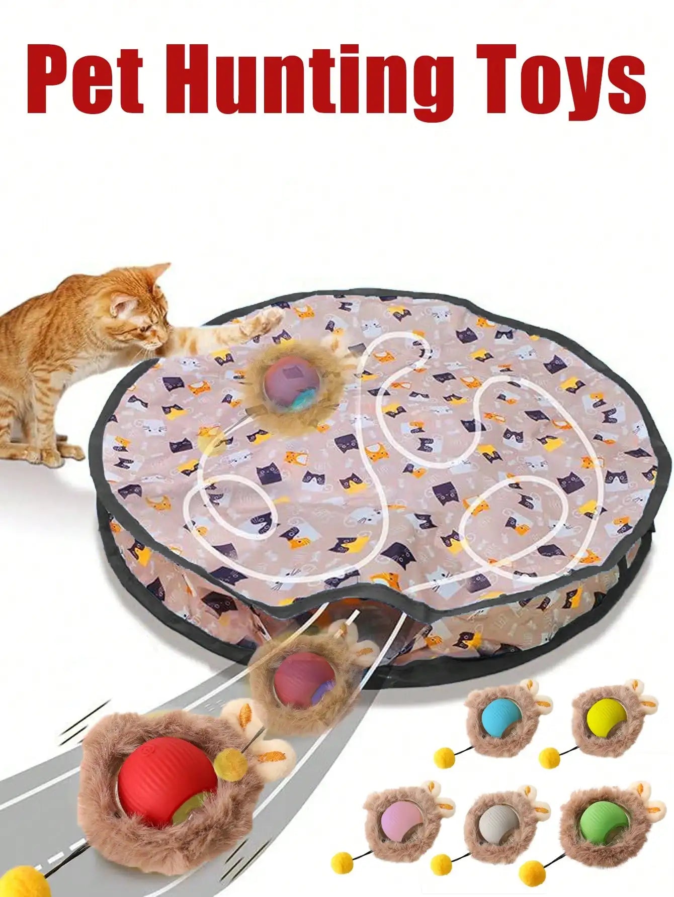Cat Hunting Toy Set Electric Ball With Lighting USB Rechargeable