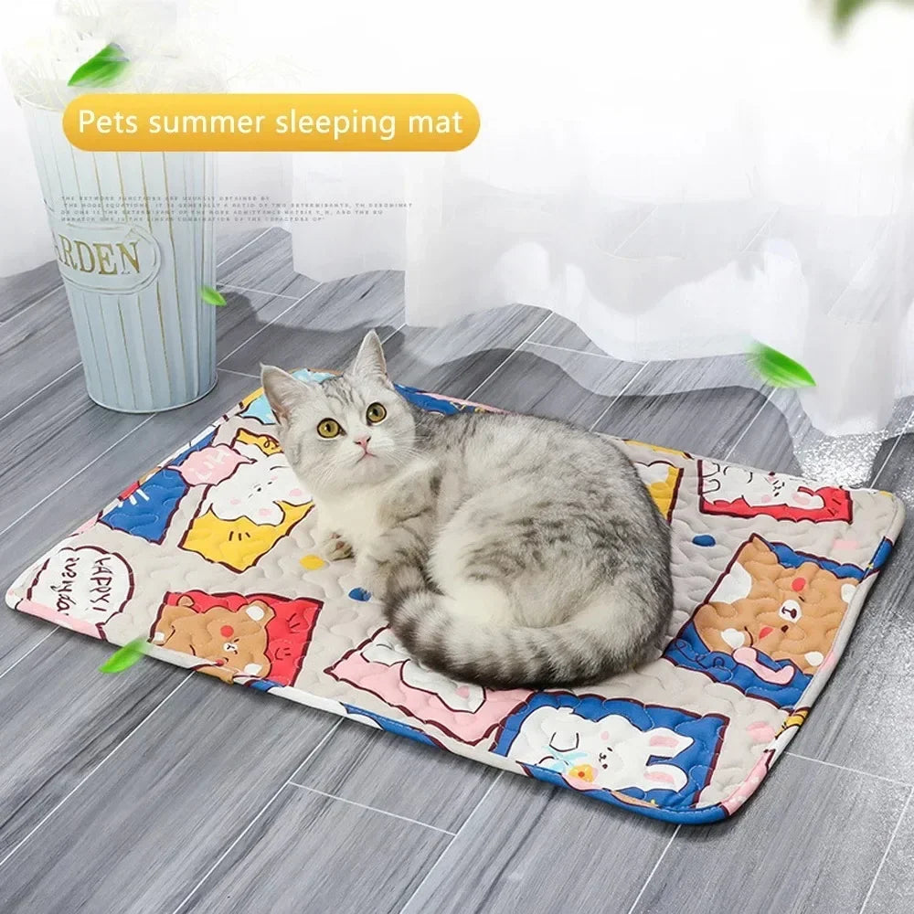 Ice Silk Cooling Pet Bed Mat Moistureproof Breathable