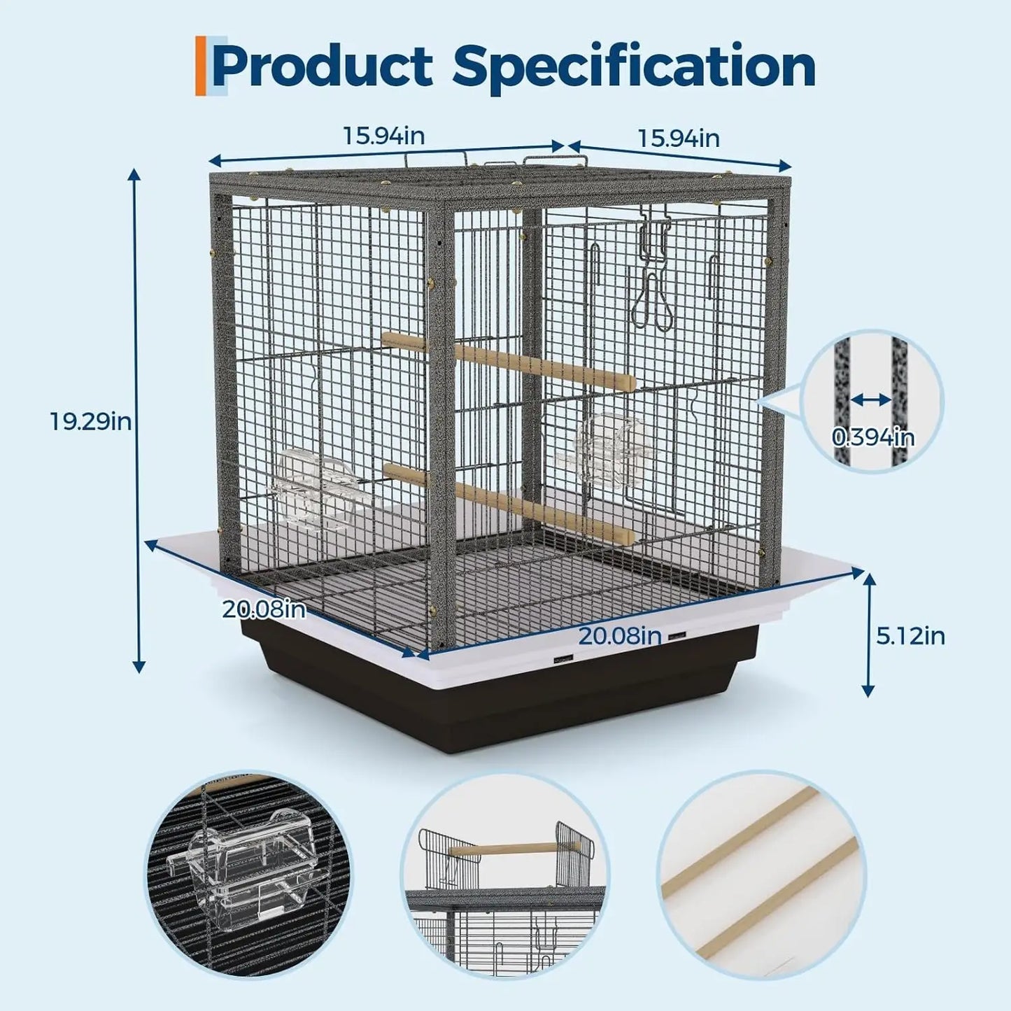 Acekool Small Bird Cage Travel Carrier For Parakeets