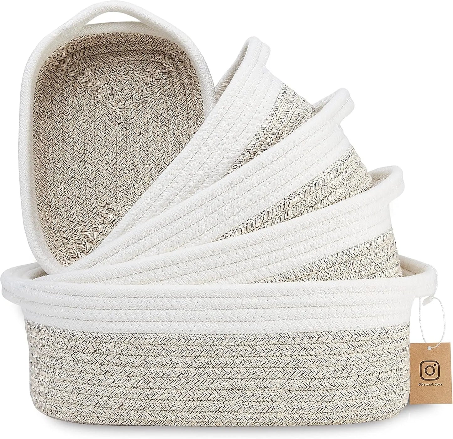 NONECN Natural Cotton Rope Basket Set for Nursery Organization