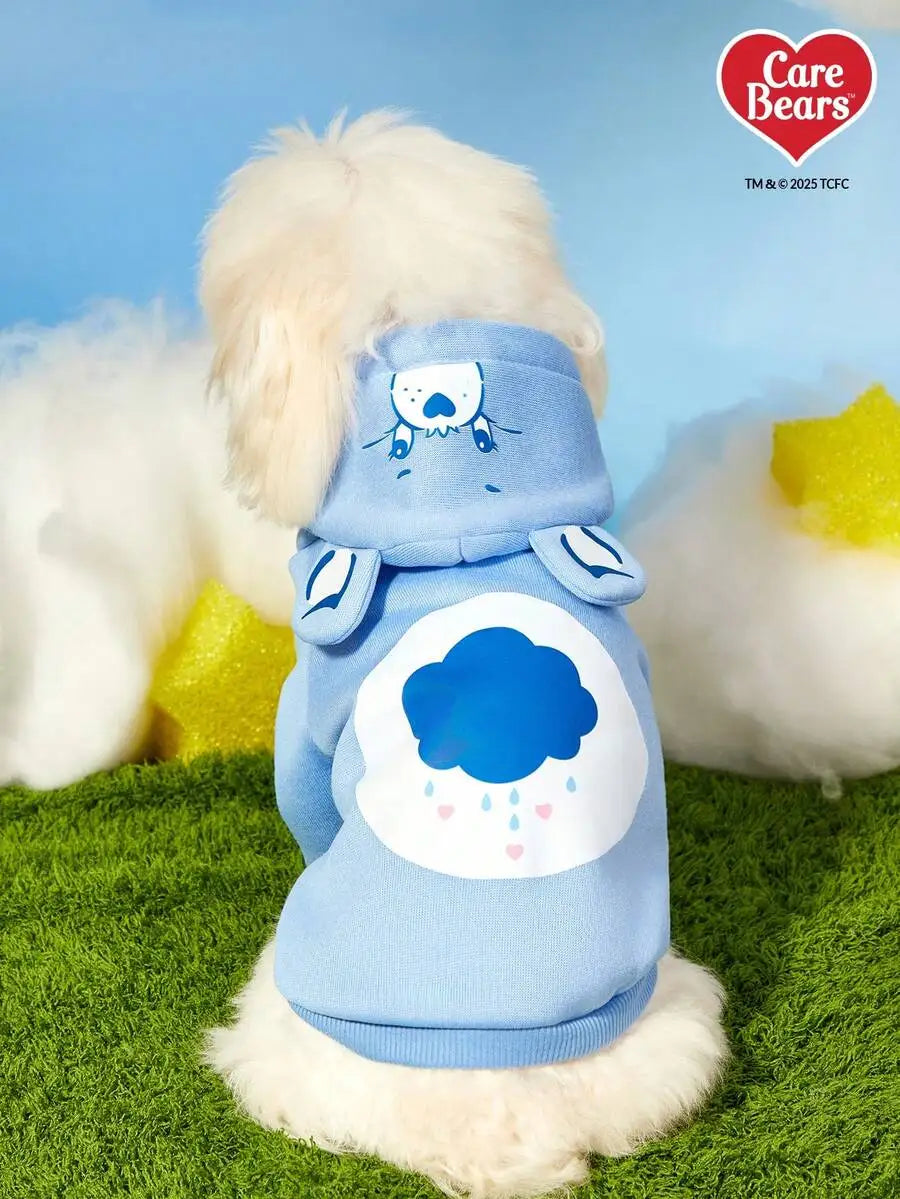 Bear Face Hooded Pet Sweater Cloud Print for Dogs Warm