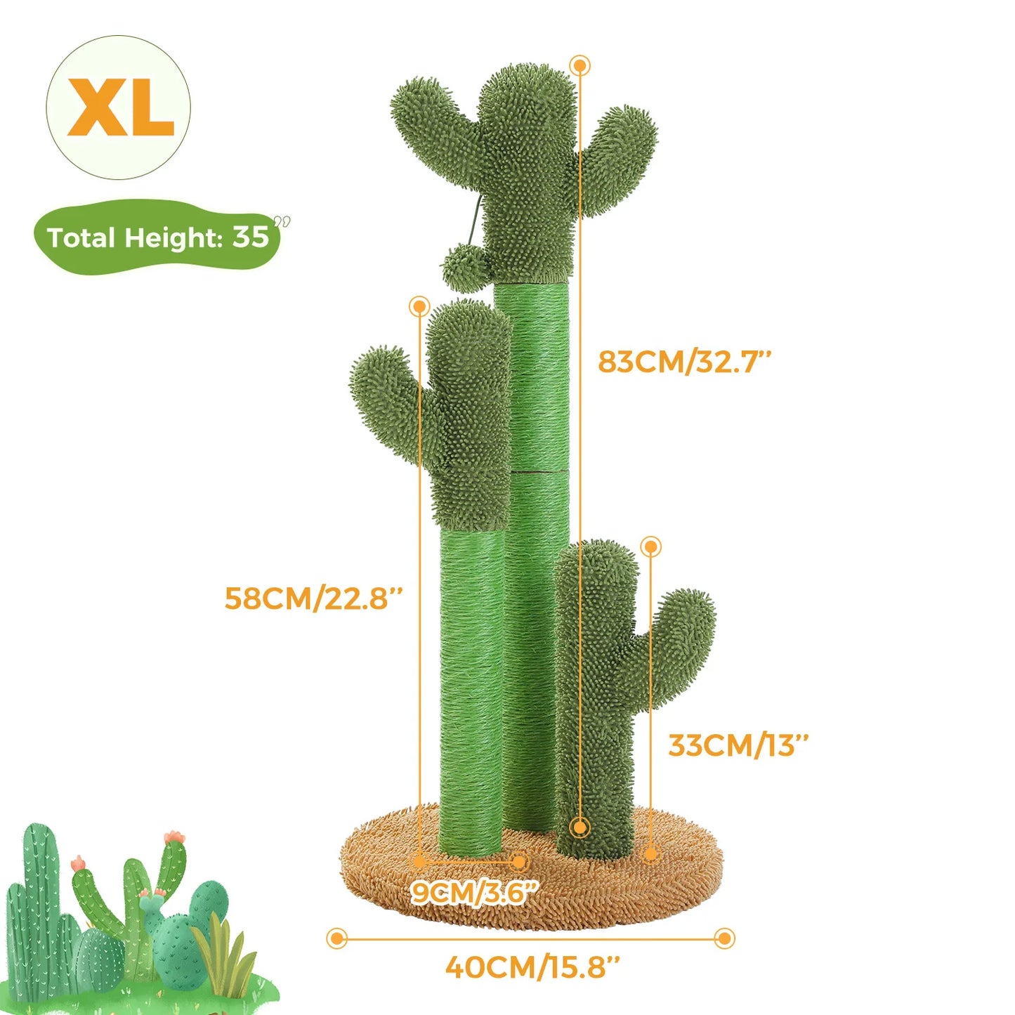 PAWZ Road Cactus Cat Scratching Post for Indoor Cats