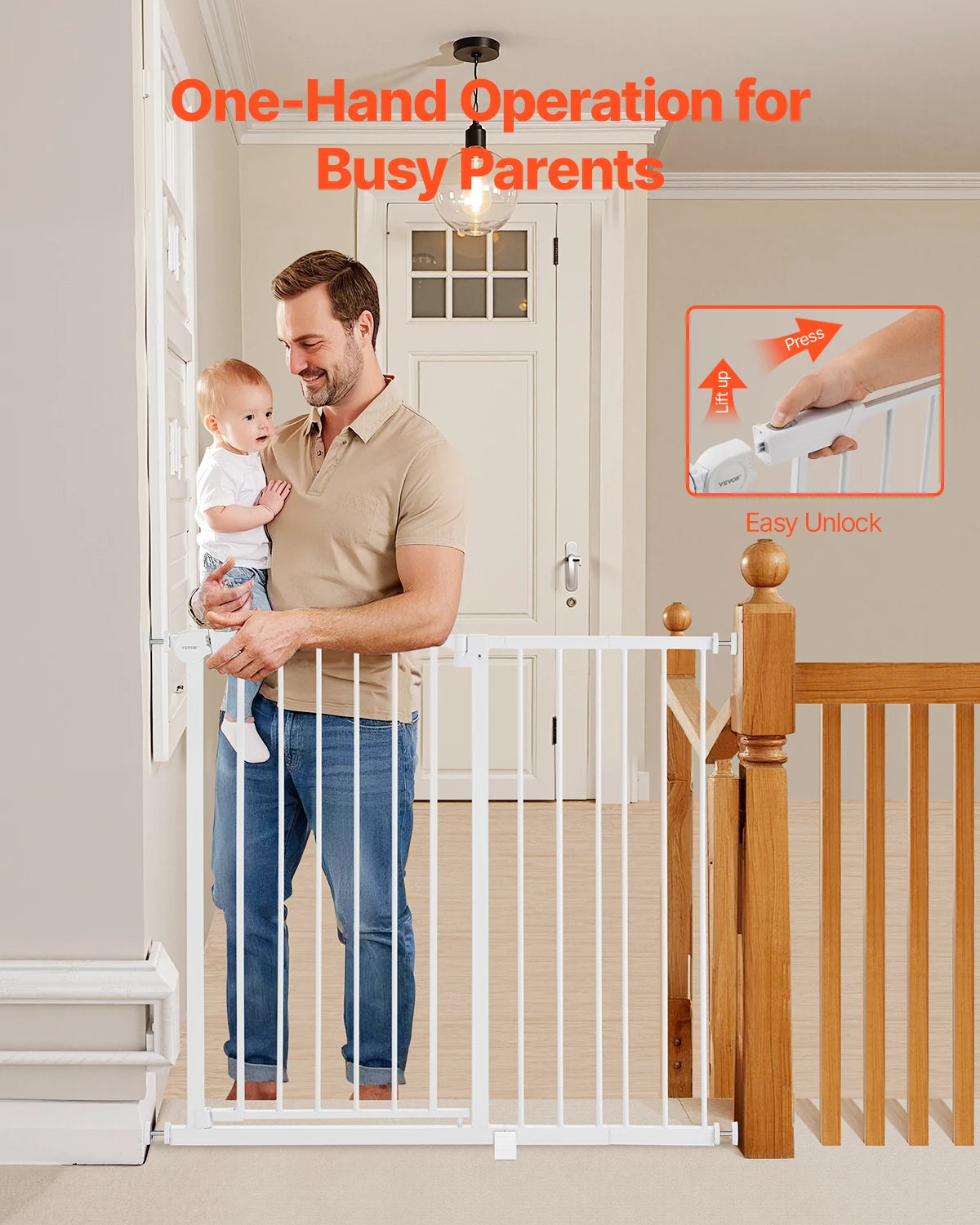 SucceBuy Easy Step Walk Thru Baby And Dog Gate With Pressure Mount