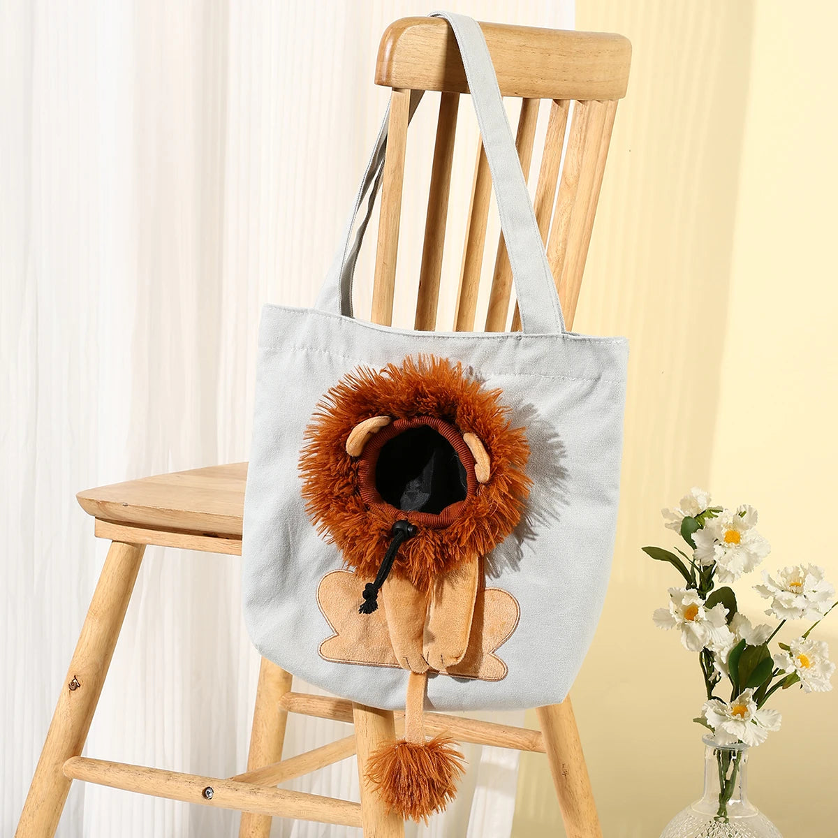 Lion Shaped Cat Carrier Bag Portable Polyester Shoulder Tote