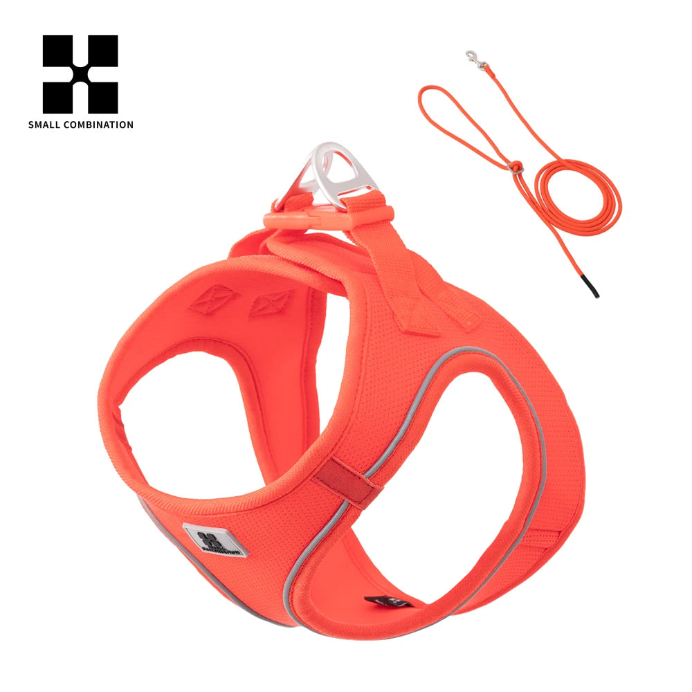 Reflective Nylon Dog Harness Leash Set For Outdoor Walking