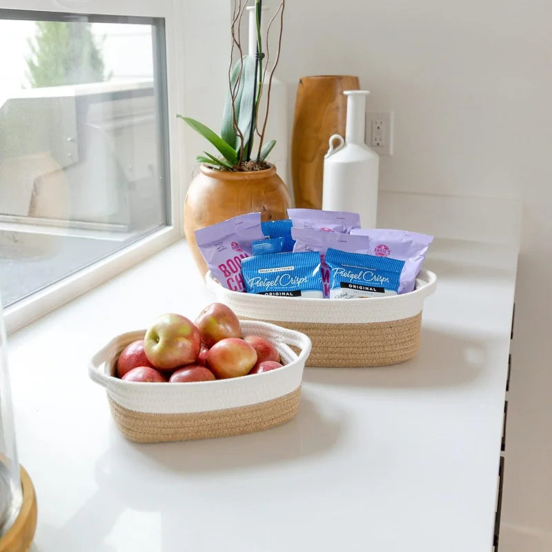 NONECN Natural Cotton Rope Basket Set for Nursery Organization