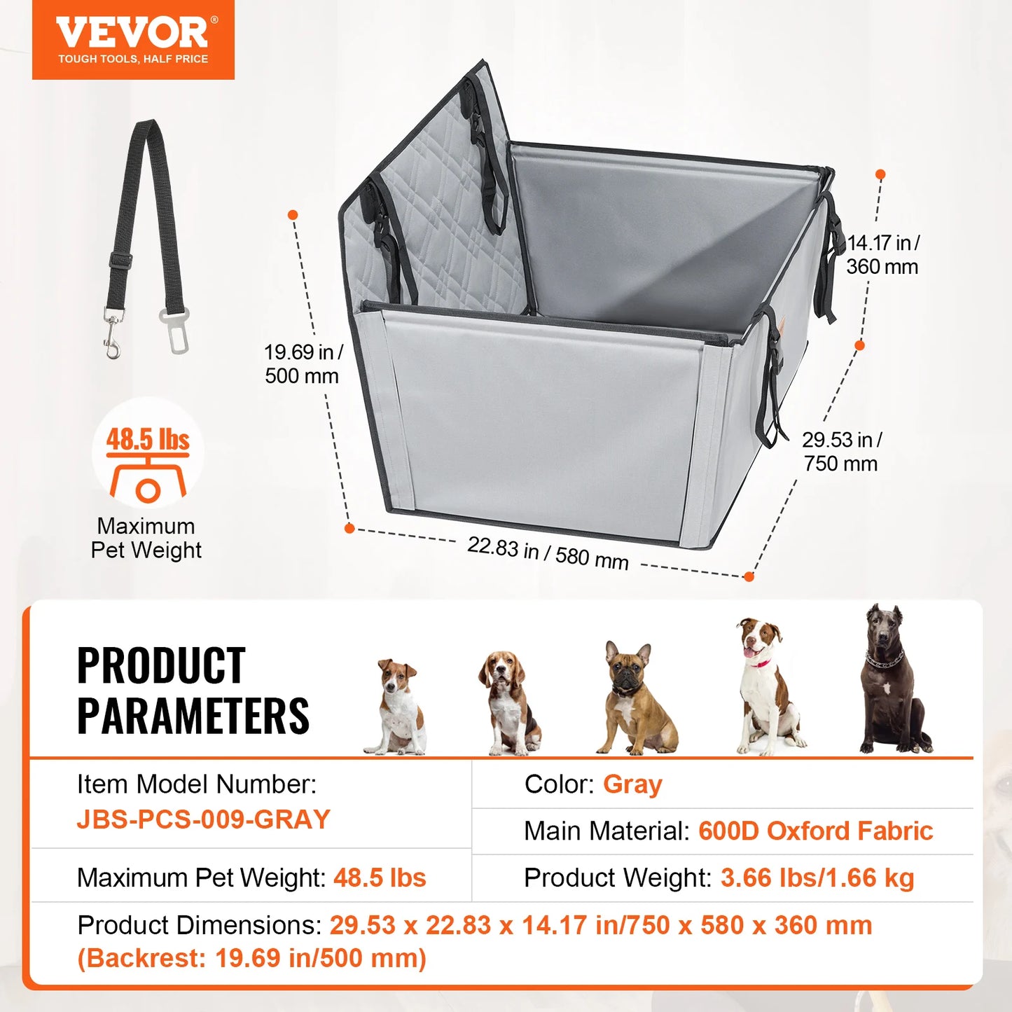 SucceBuy Waterproof Dog Car Seat Booster With Leash