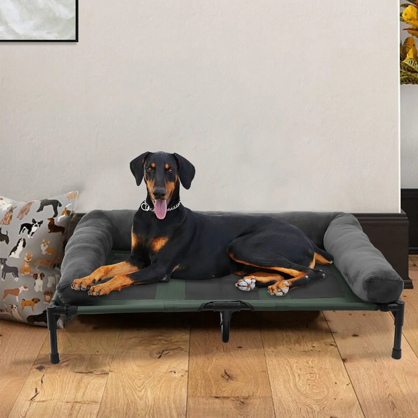 Bingopaw Elevated Indoor Outdoor Pet Lounger Bed With Bolster