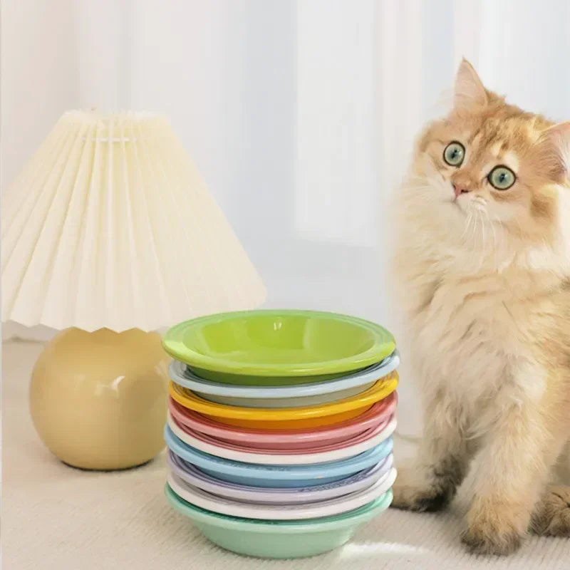 High Feet Ceramic Bowl Elevated Cat Food Dish for Pets